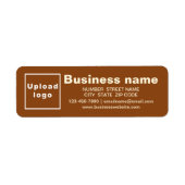 茶色の返送先ラベル上のビジネス ブランド ラベル (正面)