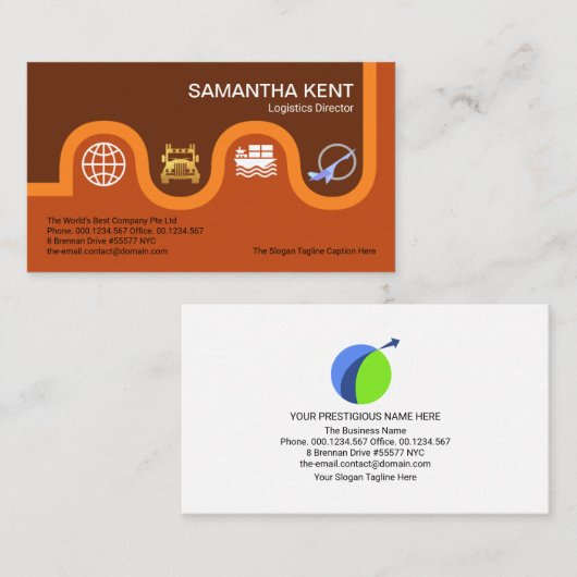 茶色の道路マップロジスティックアイコンタイプサプライチェーン 名刺 (正面/裏面)