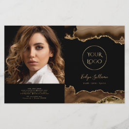 茶色の重ね紙2折パンフレット