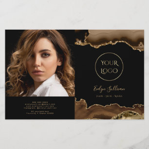 茶色の重ね紙2折パンフレット