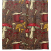 茶色の野生のキノコ シャワーカーテン (正面)