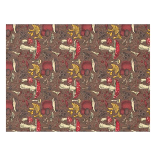 茶色の野生のキノコ テーブルクロス (正面(横))