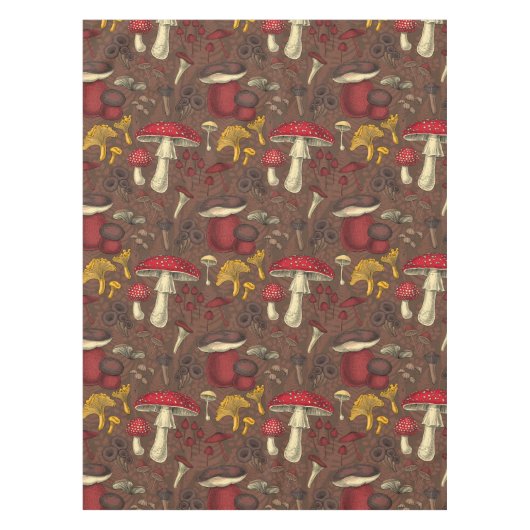 茶色の野生のキノコ テーブルクロス (正面)
