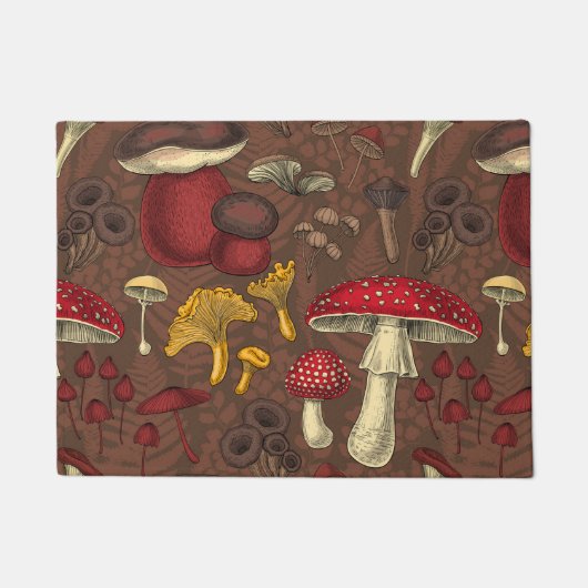 茶色の野生のキノコ ドアマット (正面)