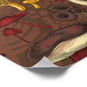 茶色の野生のキノコ ポスター (角)