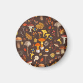茶色の野生のキノコ マグネット (正面)