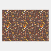 茶色の野生のキノコ ラッピングペーパーシート (正面3)