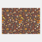 茶色の野生のキノコ ラッピングペーパーシート (正面)