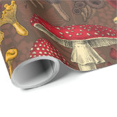 茶色の野生のキノコ ラッピングペーパー (ロールコーナー)