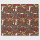 茶色の野生のキノコ ラッピングペーパー (フラット)