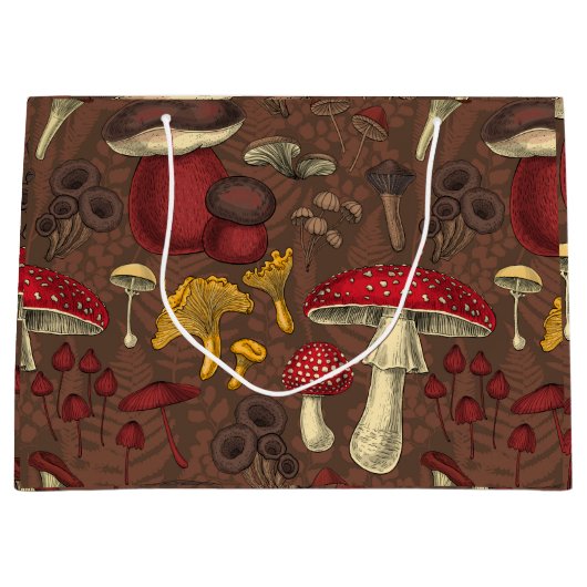 茶色の野生のキノコ ラージペーパーバッグ (正面)