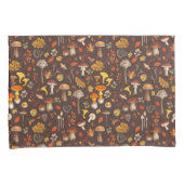 茶色の野生のキノコ 枕カバー (正面右)