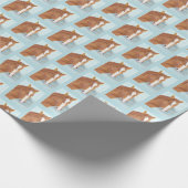 茶色の野生の馬、青い山と湖 - アクリル ラッピングペーパー (角)