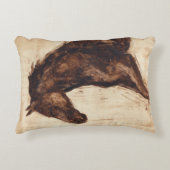 茶色の野生馬のプロフィール アクセントクッション (正面)