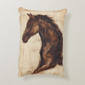 茶色の野生馬のプロフィール アクセントクッション (裏面(縦))