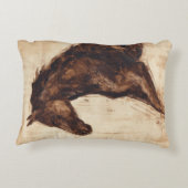 茶色の野生馬のプロフィール アクセントクッション (裏面)