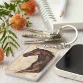 茶色の野生馬のプロフィール キーホルダー (正面右)