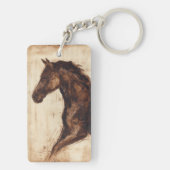 茶色の野生馬のプロフィール キーホルダー (裏面)