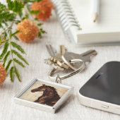 茶色の野生馬のプロフィール キーホルダー (側面)