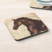 茶色の野生馬のプロフィール コースター (左側)