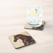 茶色の野生馬のプロフィール コースター (右側)