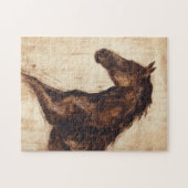 茶色の野生馬のプロフィール ジグソーパズル (横)