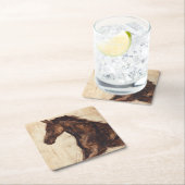 茶色の野生馬のプロフィール スクエアペーパーコースター (インサイチュ)