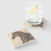 茶色の野生馬のプロフィール ストーンコースター (横)