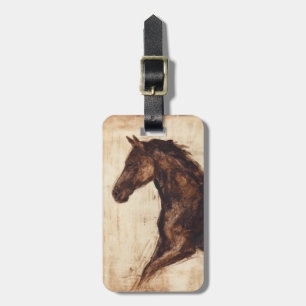 茶色の野生馬のプロフィール ラゲッジタグ