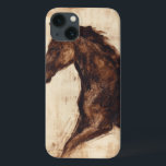 茶色の野生馬のプロフィール iPhone 13ケース<br><div class="desc">このダークホースの美しいは茶色とベージュシンプルの2色で完璧に捉えられ、この色に使われるインクの切れ味が絵画よりリアルになる。茶色のコンテンポラリースタリオンの輪郭を表すこのアートのプリントはリビングルーム、ダイニングルーム、ベッドルームにキャラクターを追加する。</div>