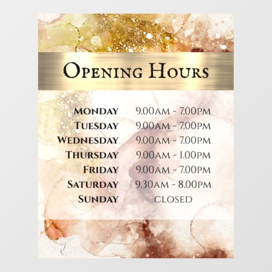 茶色の金ゴールドの水の色を開く時間ウィンドウにしがみつく ウィンドウサイン (シート)