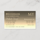 茶色の金ゴールドグラディエントとヤシの葉とモノグラム 名刺 (裏面)