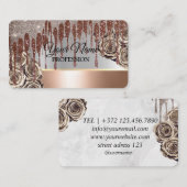 茶色の金ゴールドグリッターきらめくドリップ 名刺 (正面/裏面)