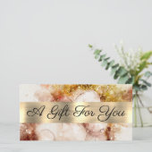 茶色の金ゴールドグリッター水の色のギフト証明書 (スタンド正面)