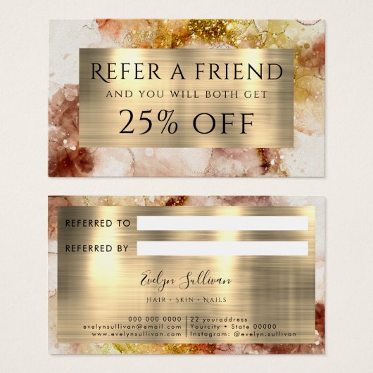 茶色の金ゴールドグリッター水の色参照 (正面&裏面)