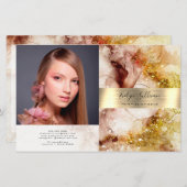 茶色の金ゴールドグリッター水の色2折パンフレット (正面/裏面)