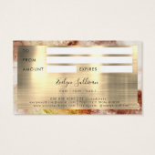 茶色の金ゴールドグリッター水色ギフトカード (裏面)