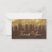 茶色の金ゴールド感謝していがグリッター結婚の ノートカード (正面)