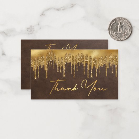 茶色の金ゴールド感謝していがグリッター結婚の ノートカード (正面/裏面インサイチュ)