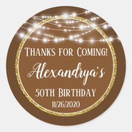茶色の金ゴールド感謝していメッセージカード用来誕生日 ラウンドシール