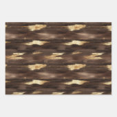 茶色の金ゴールド抽象芸術 ラッピングペーパーシート (正面3)