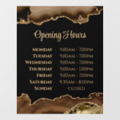 茶色の金ゴールド瑪瑙の開館時間ウィンドウにしがみつく ウィンドウサイン (シート)