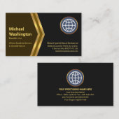 茶色の金ゴールド矢印金ゴールドGlobeインポートのエクスポート 名刺 (正面/裏面)