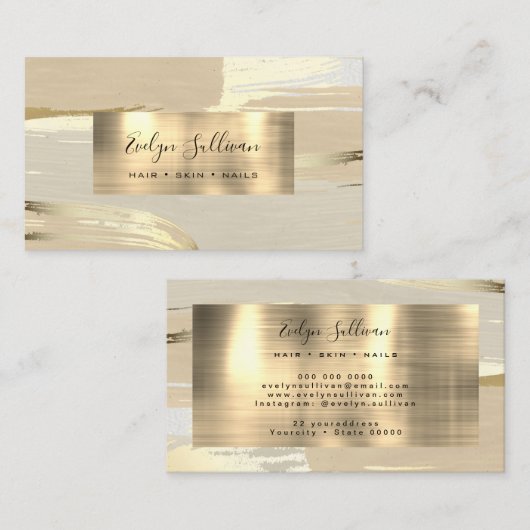 茶色の金ゴールド絵を描の背景 名刺 (正面/裏面)