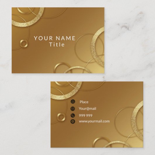 茶色の金ゴールド 名刺 (正面/裏面)