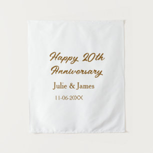 茶色の金色の幸せな20周年ネーム datsimple タペストリー