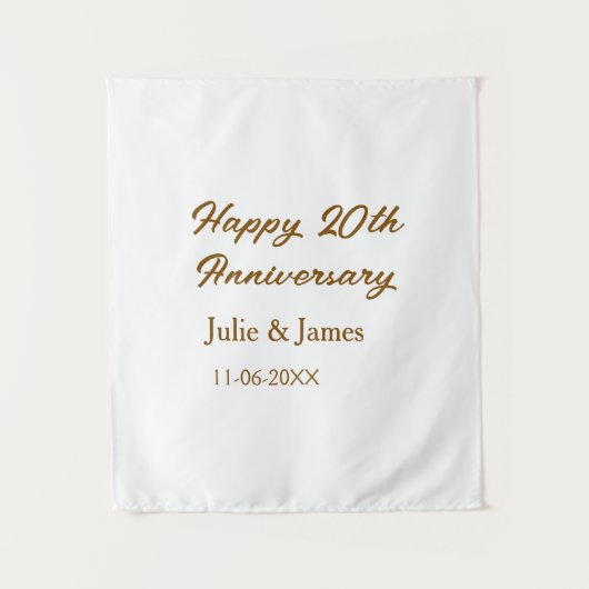 茶色の金色の幸せな20周年ネーム datsimple タペストリー (正面)