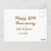 茶色の金色の幸せな20周年ネーム datsimple ポストカード (裏面)