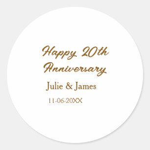 茶色の金色の幸せな20周年ネーム datsimple ラウンドシール