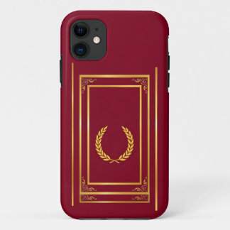 茶色の長方形フレームの金月桂樹 iPhone 11 ケース